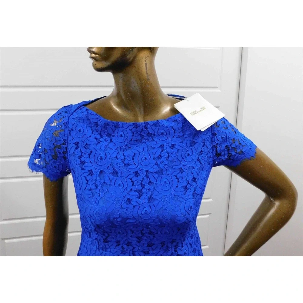 New Diane Von Furstenberg Ainsley‎ Lace Bright Blue Dress sz 6 $498